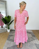 Herzlein® Musselin Maxikleid in Leo Pink