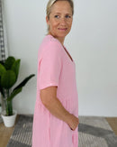 Herzlein® Musselin Maxikleid in Leo Pink