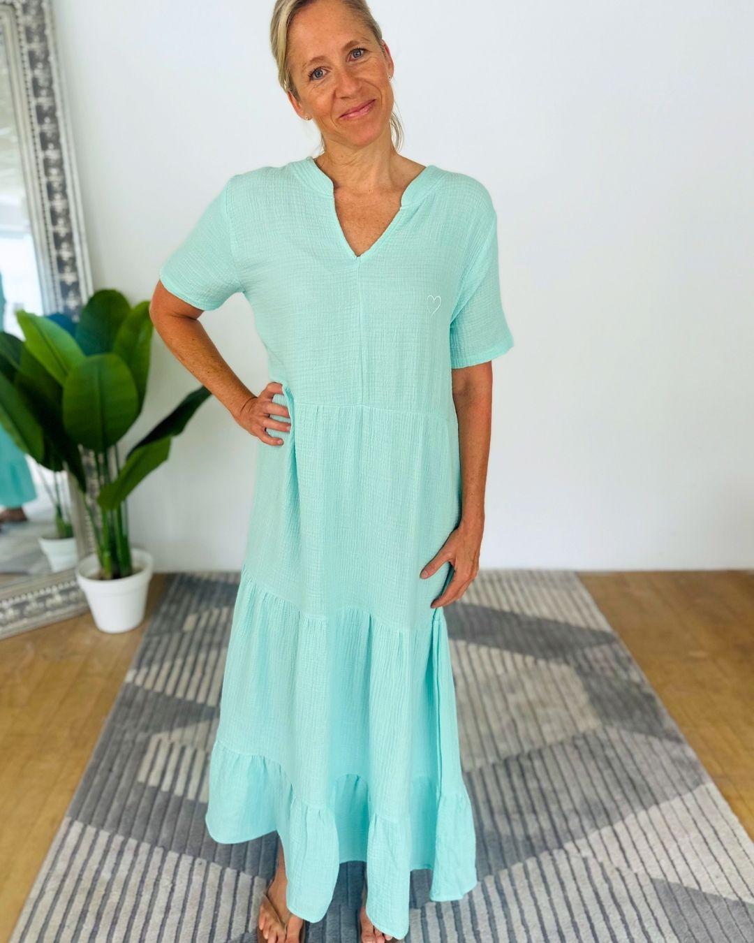 Herzlein® Musselin Maxikleid in Mint