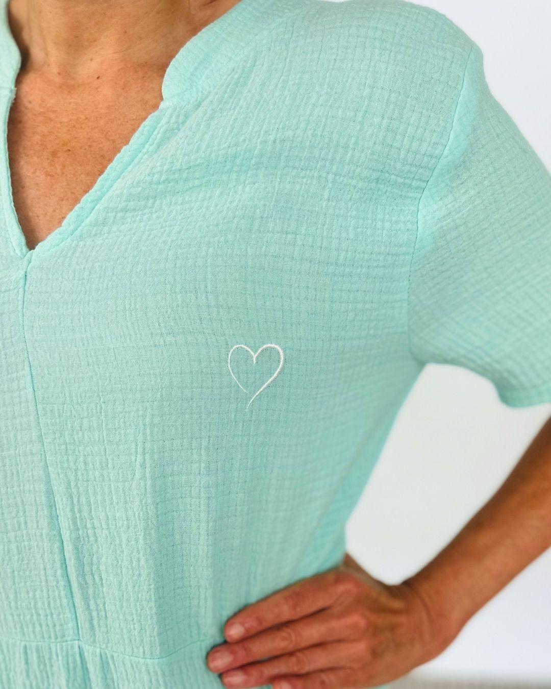 Herzlein® Musselin Maxikleid in Mint