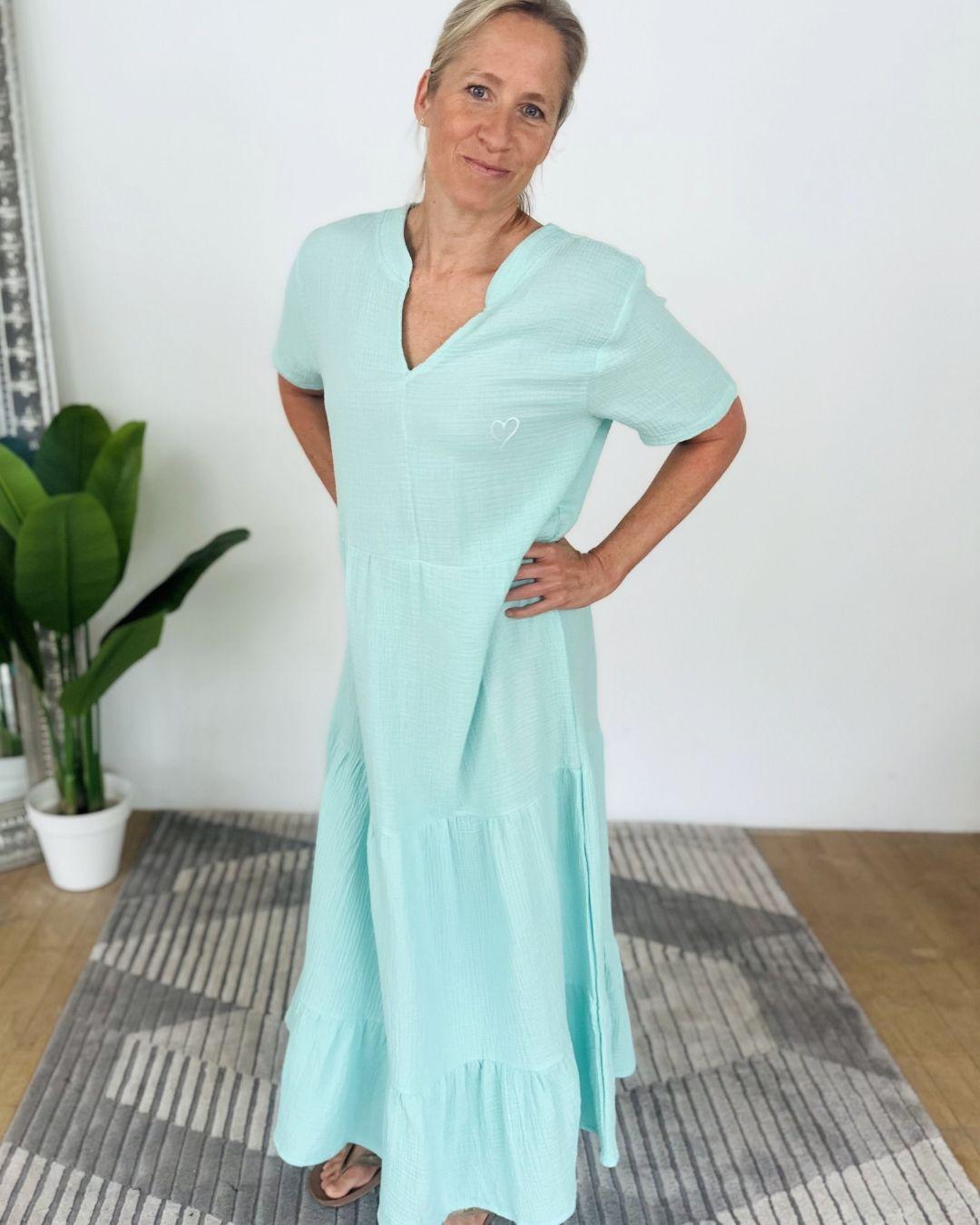 Herzlein® Musselin Maxikleid in Mint