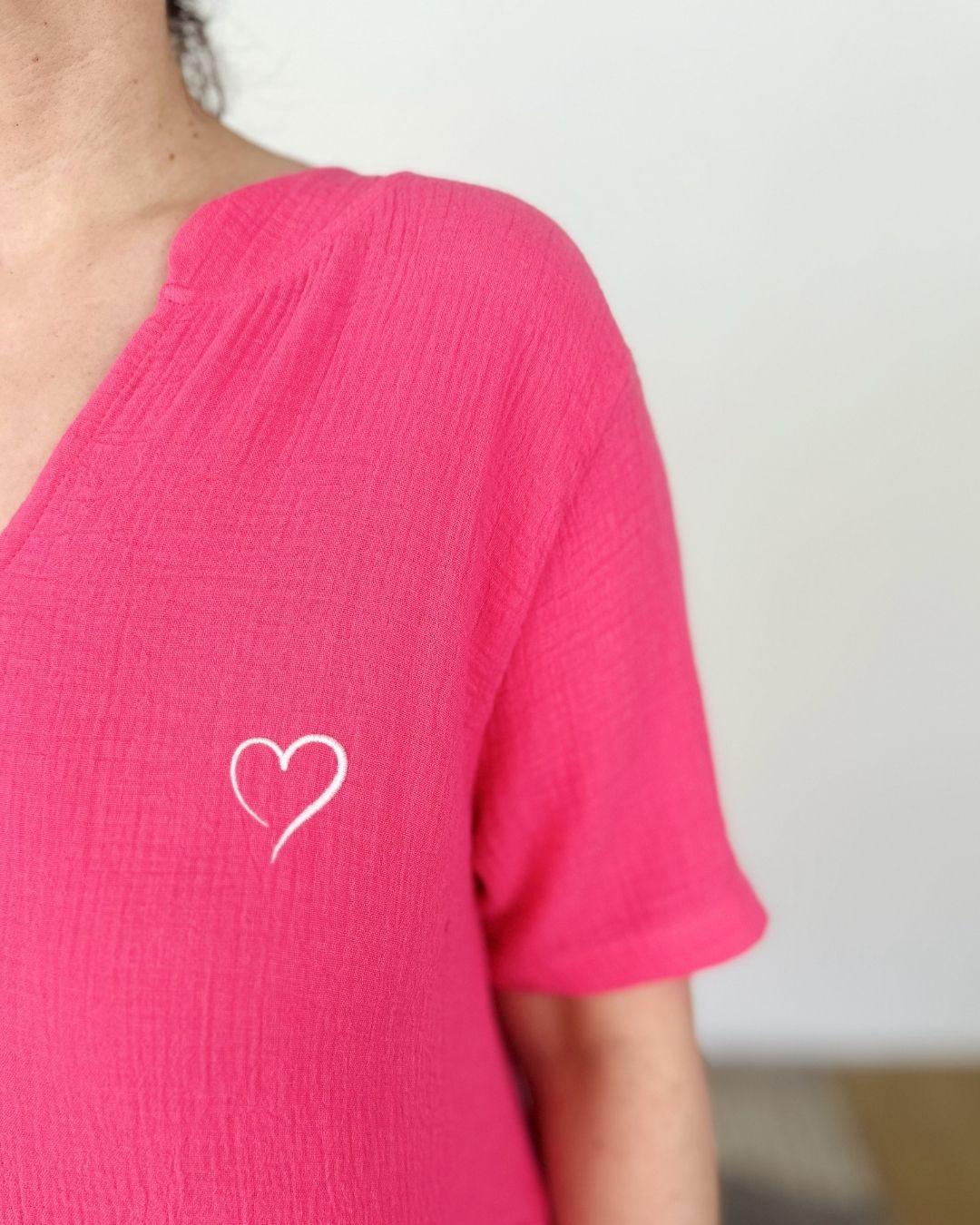 Herzlein® Musselin Maxikleid in Pink