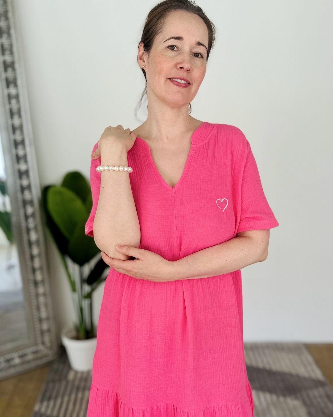 Herzlein® Musselin Maxikleid in Pink