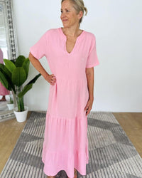 Herzlein® Musselin Maxikleid in Rosa