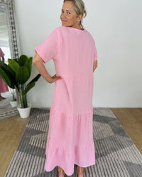 Herzlein® Musselin Maxikleid in Rosa