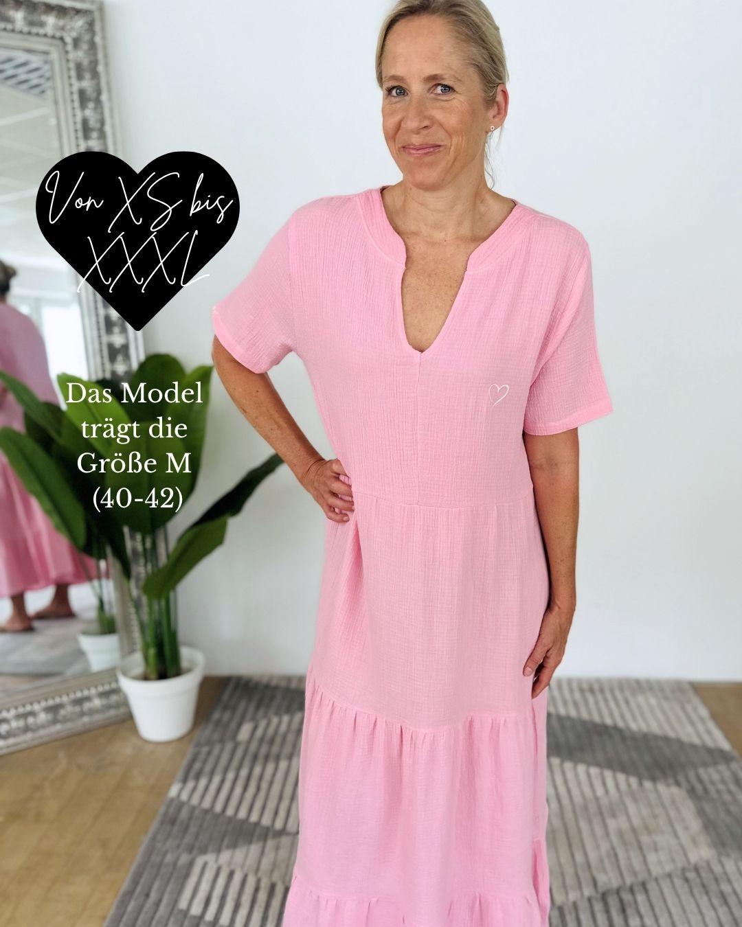 Herzlein® Musselin Maxikleid in Rosa