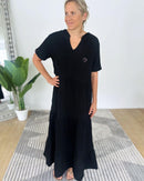 Herzlein® Musselin Maxikleid in Schwarz