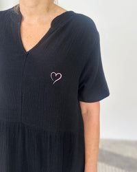 Herzlein® Musselin Maxikleid in Schwarz