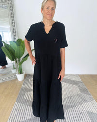 Herzlein® Musselin Maxikleid in Schwarz