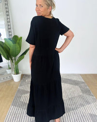 Herzlein® Musselin Maxikleid in Schwarz