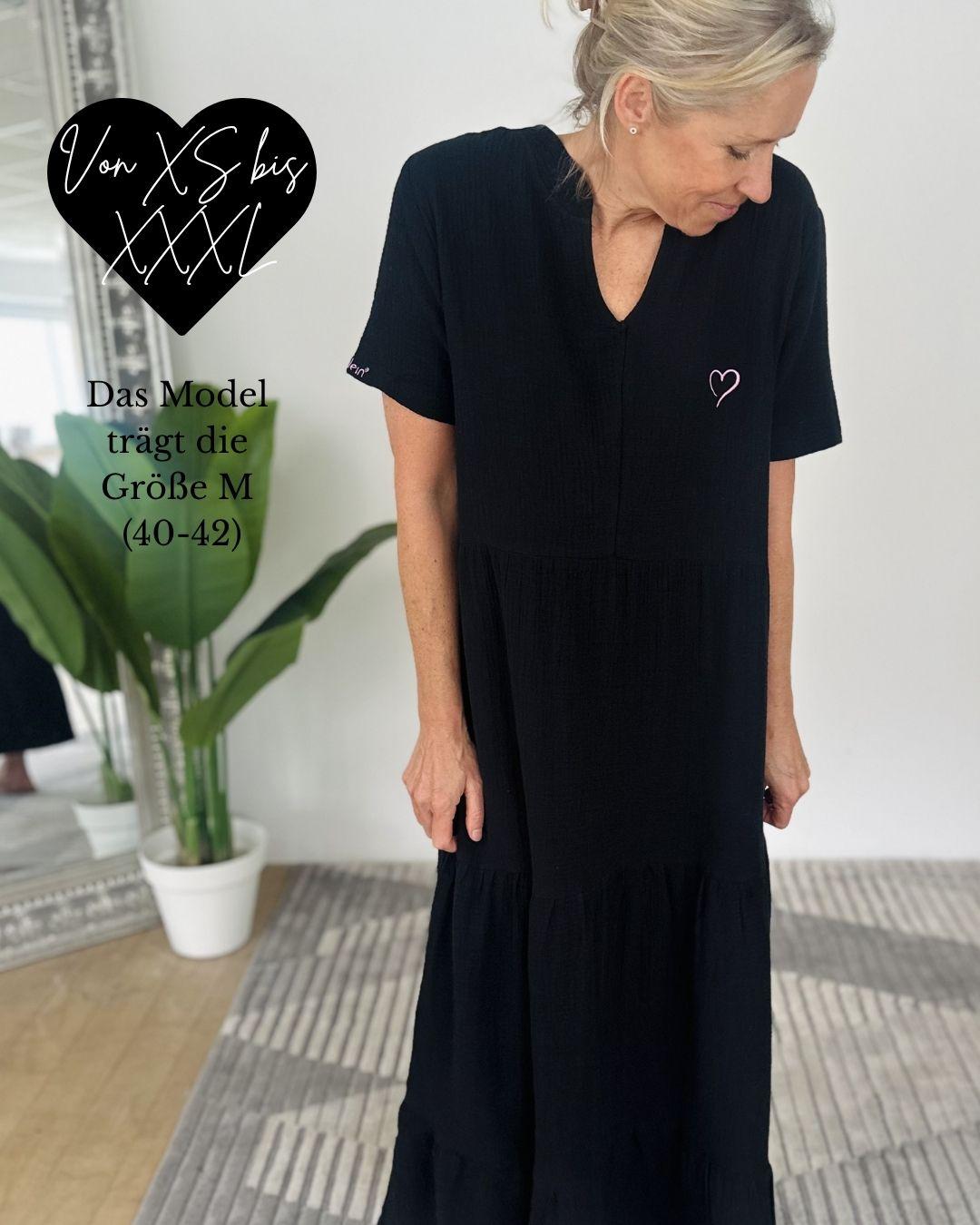 Herzlein® Musselin Maxikleid in Schwarz