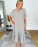 Herzlein® Musselin Midikleid in Hellgrau