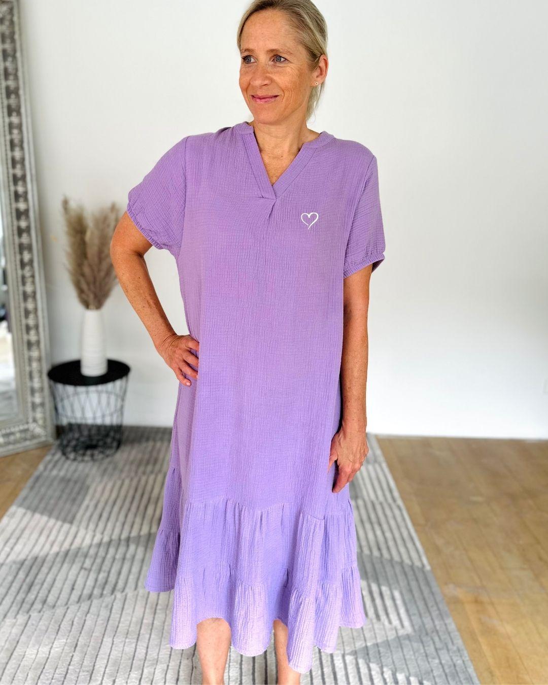 Herzlein® Musselin Midikleid in Lavendel