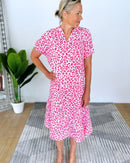 Herzlein® Musselin Midikleid in Leo Pink