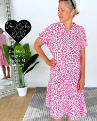 Herzlein® Musselin Midikleid in Leo Pink