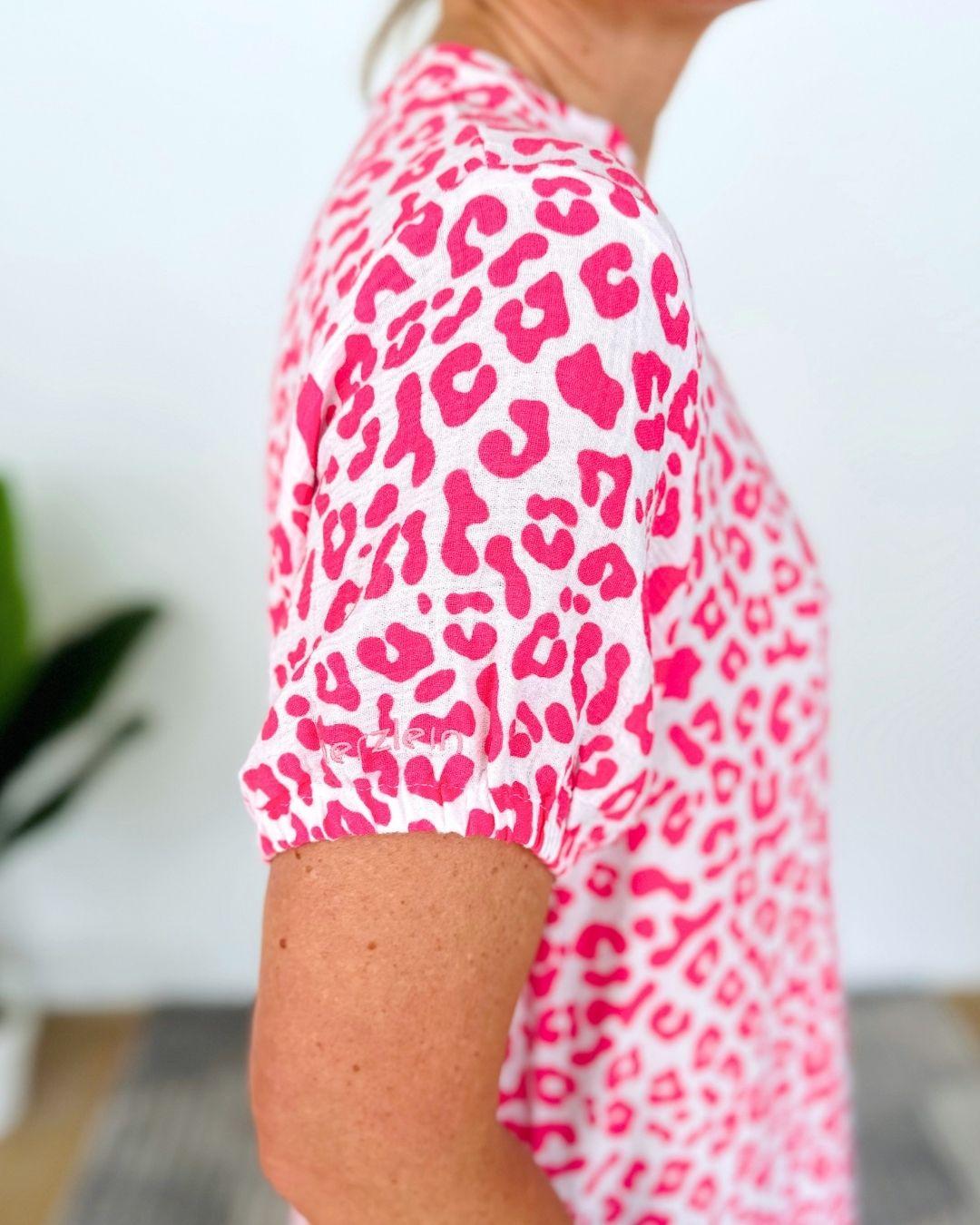 Herzlein® Musselin Midikleid in Leo Pink
