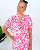 Herzlein® Musselin Midikleid in Leo Pink