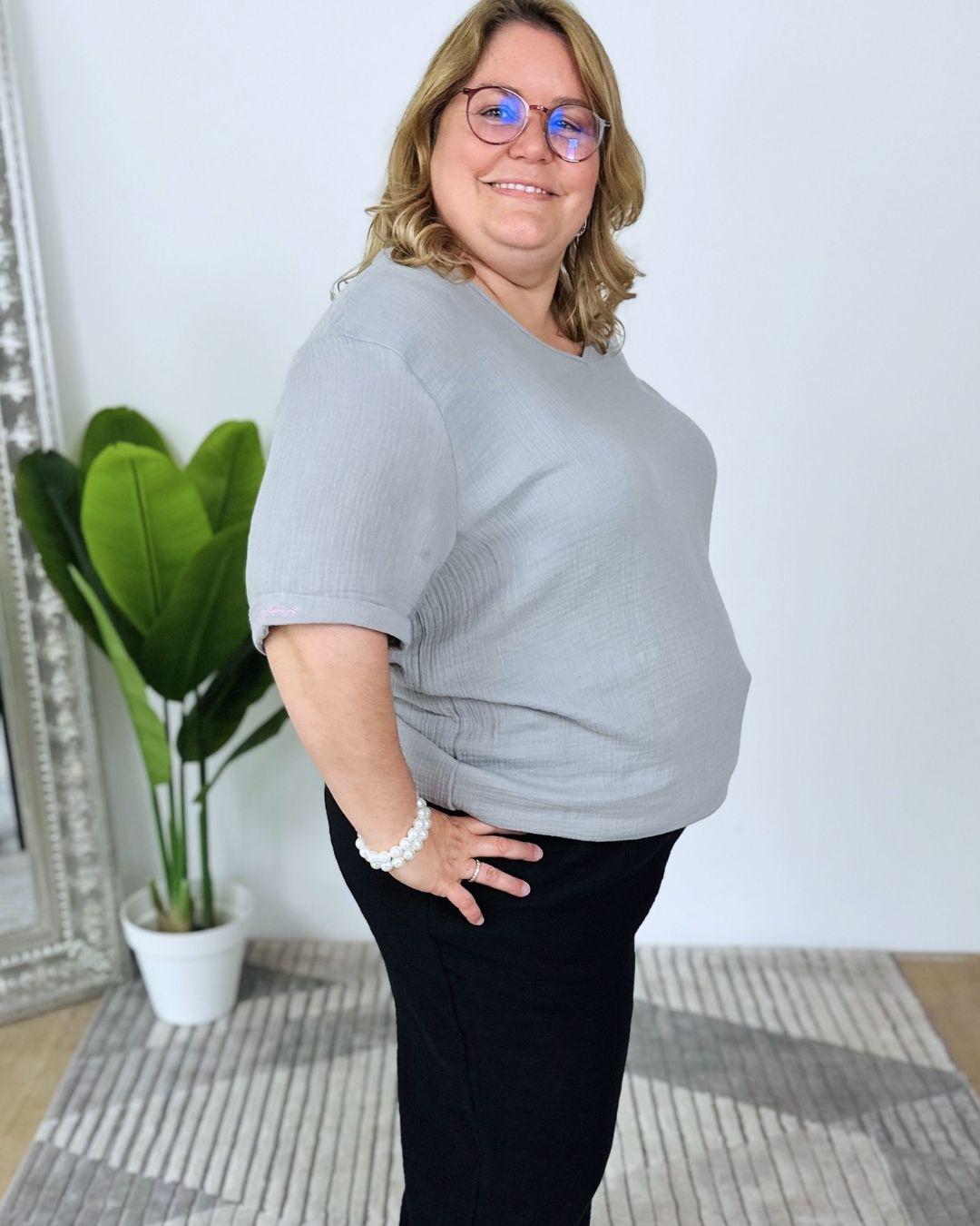 Herzlein® Musselin Shirt mit "Herzchen-Stick" in Grau