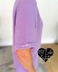 Herzlein® Musselin Tunika Shirt "3 Herzchen" in Lavendel