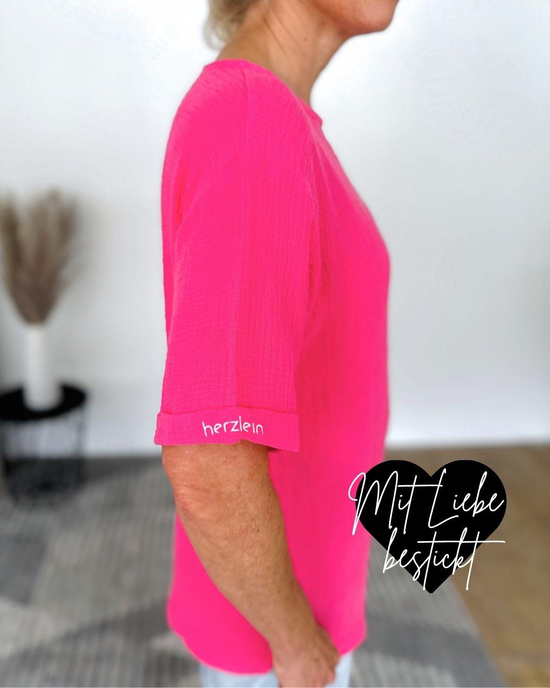 Herzlein® Musselin Tunika Shirt "3 Herzchen" in Pink