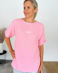 Herzlein® Musselin Tunika Shirt "3 Herzchen" in Rosa