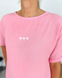 Herzlein® Musselin Tunika Shirt "3 Herzchen" in Rosa