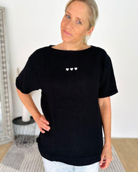 Herzlein® Musselin Tunika Shirt "3 Herzchen" in Schwarz