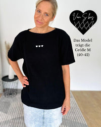 Herzlein® Musselin Tunika Shirt "3 Herzchen" in Schwarz