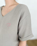 Herzlein® Musselin Tunika Shirt mit "Herzchen-Stick" in Grau