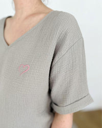 Herzlein® Musselin Tunika Shirt mit "Herzchen-Stick" in Grau