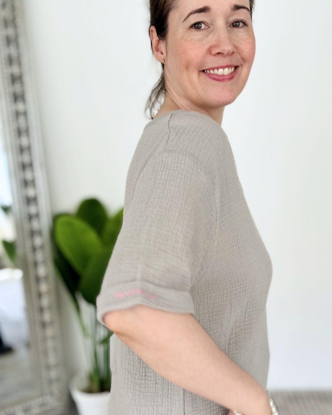 Herzlein® Musselin Tunika Shirt mit "Herzchen-Stick" in Grau