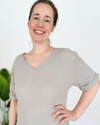 Herzlein® Musselin Tunika Shirt mit "Herzchen-Stick" in Grau