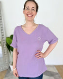 Herzlein® Musselin Tunika Shirt mit "Herzchen-Stick" Lavendel