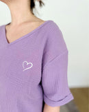 Herzlein® Musselin Tunika Shirt mit "Herzchen-Stick" Lavendel