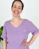 Herzlein® Musselin Tunika Shirt mit "Herzchen-Stick" Lavendel