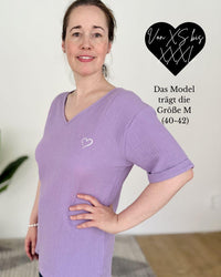 Herzlein® Musselin Tunika Shirt mit "Herzchen-Stick" Lavendel