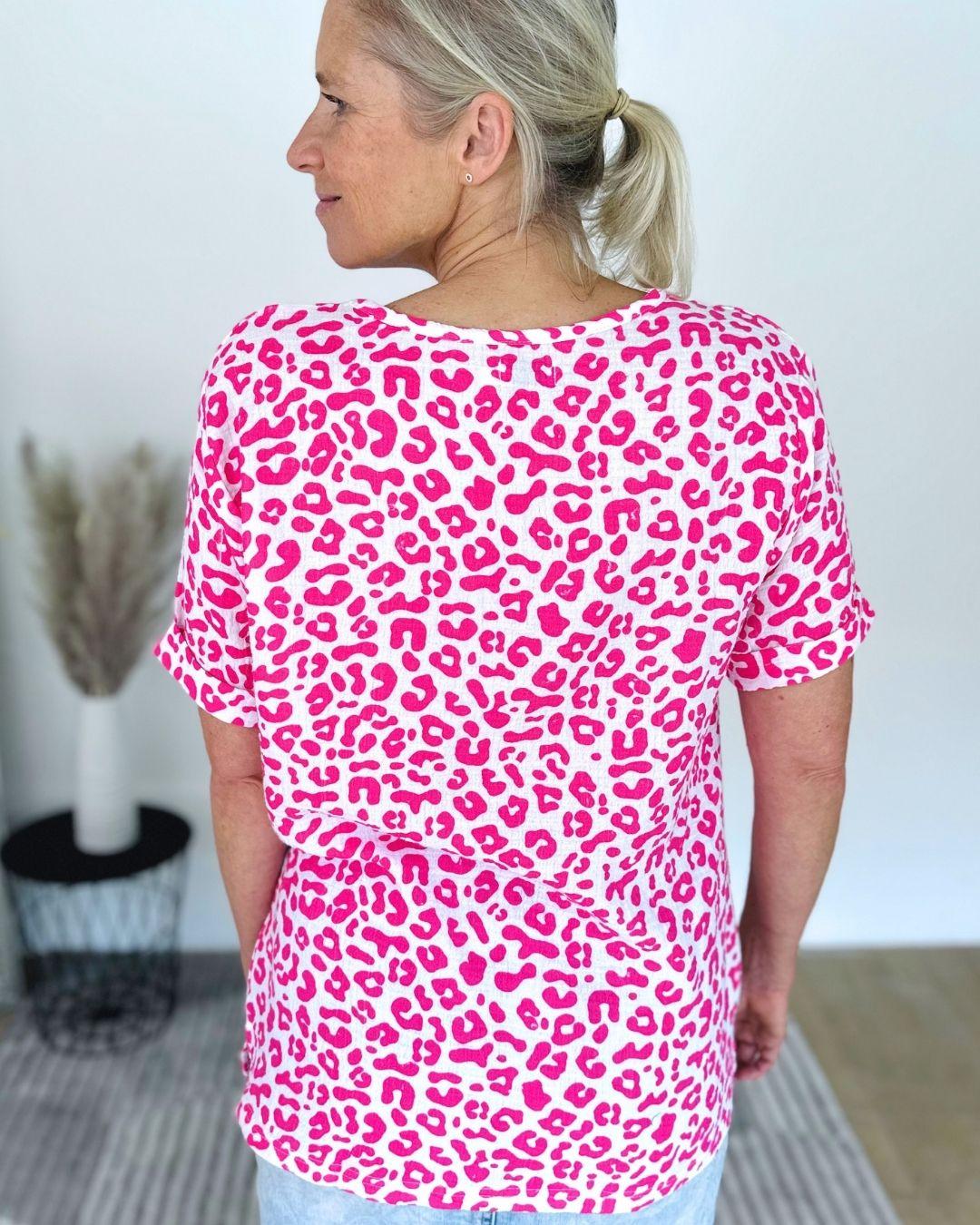 Herzlein® Musselin Tunika Shirt mit "Herzchen-Stick" in Leo Pink