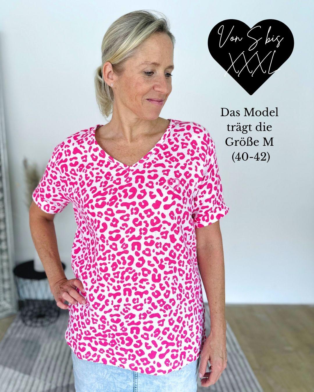 Herzlein® Musselin Tunika Shirt mit "Herzchen-Stick" in Leo Pink