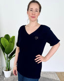 Herzlein® Musselin Tunika Shirt mit "Herzchen-Stick" in Navy Blau