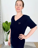 Herzlein® Musselin Tunika Shirt mit "Herzchen-Stick" in Navy Blau