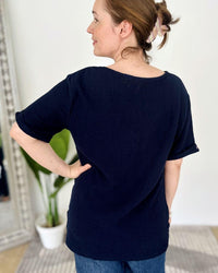 Herzlein® Musselin Tunika Shirt mit "Herzchen-Stick" in Navy Blau
