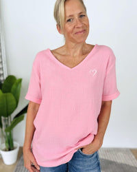 Herzlein® Musselin Tunika Shirt mit "Herzchen-Stick" in Rosa