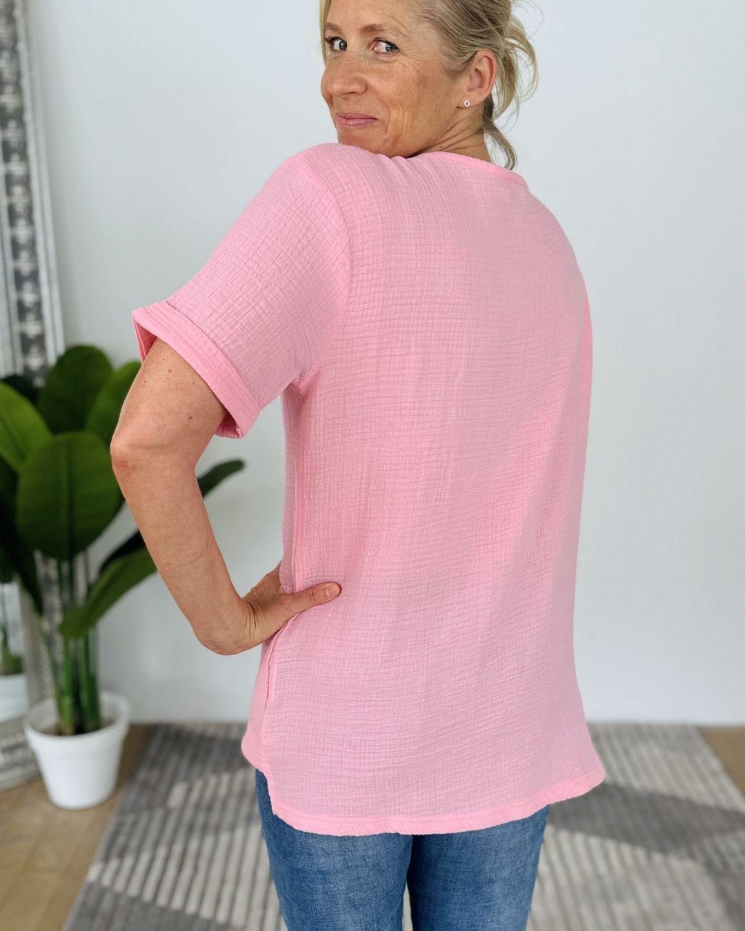 Herzlein® Musselin Tunika Shirt mit "Herzchen-Stick" in Rosa