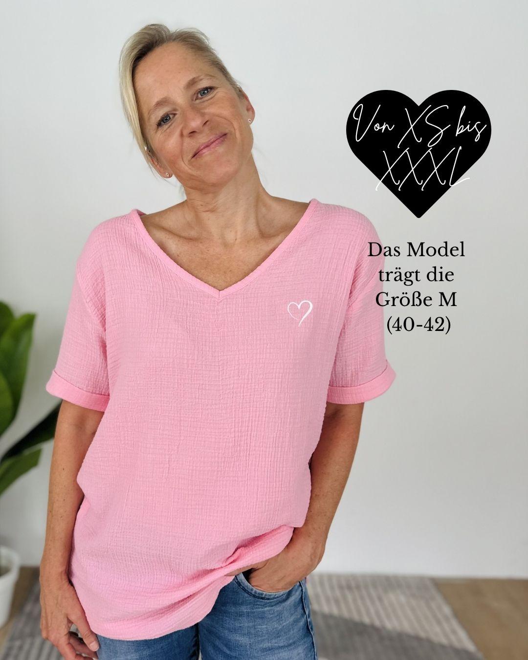 Herzlein® Musselin Tunika Shirt mit "Herzchen-Stick" in Rosa
