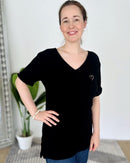 Herzlein® Musselin Tunika Shirt mit "Herzchen-Stick" Schwarz