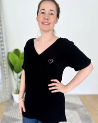 Herzlein® Musselin Tunika Shirt mit "Herzchen-Stick" Schwarz