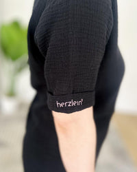 Herzlein® Musselin Tunika Shirt mit "Herzchen-Stick" Schwarz