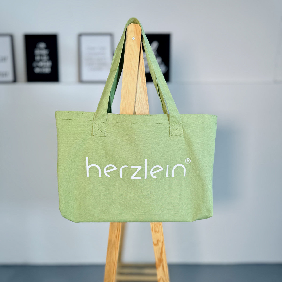 Herzlein® Shopper Tasche in Moosgrün