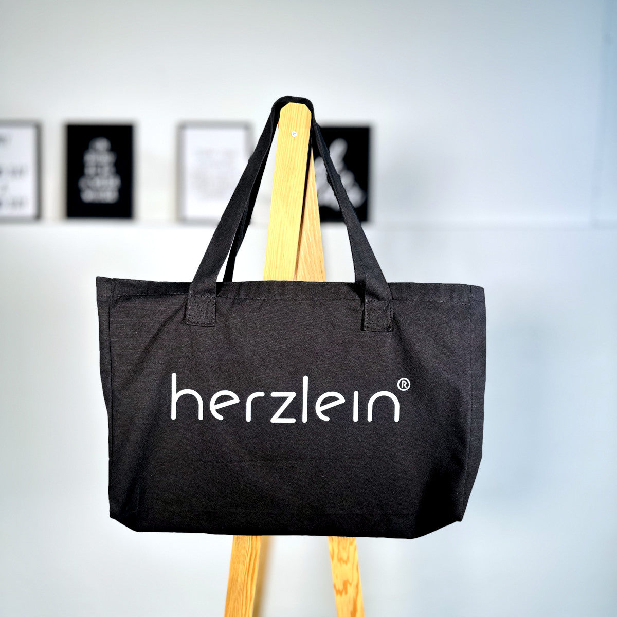 Herzlein® Shopper Tasche in Schwarz