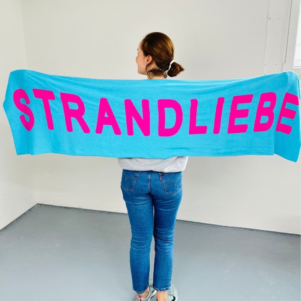 Herzlein® Schal "Strandliebe" in Hellblau - Pink